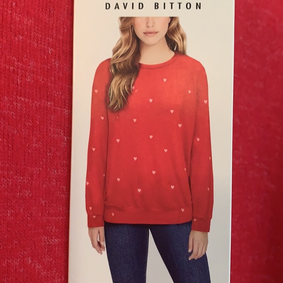 David Bitton BUFFALO Red Hearts Sweater Shirt Size Medium left - Picture 4 of 8